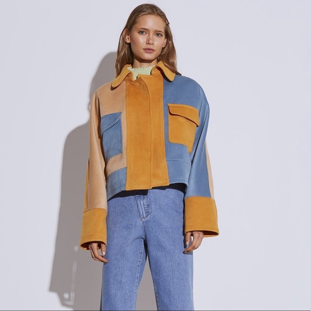 Color-blocked orange and blue new sky jacket